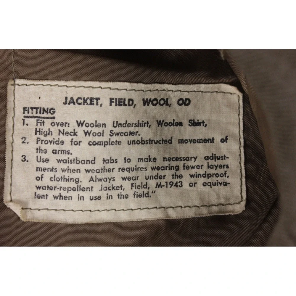 Vintage 1946 US Army Wool Field Jacket 36R WWII Post War Quartermaster Coat